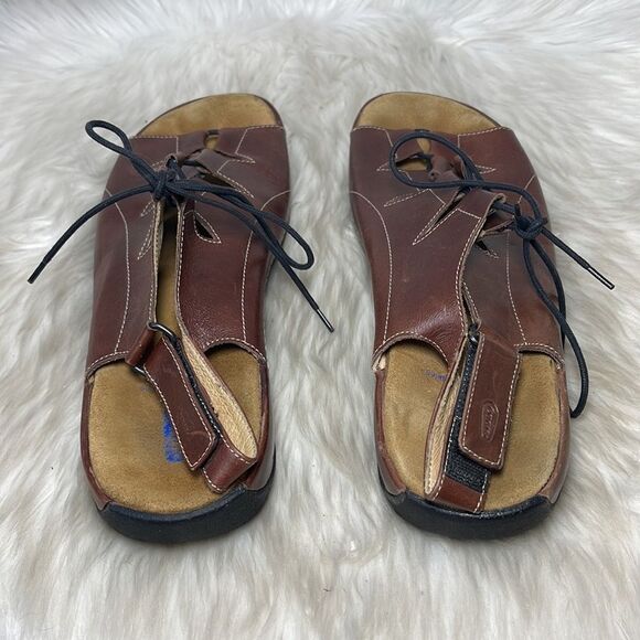 Wolky Kite Brown Cafe Smooth Leather Lace Up Sandals Sz 43/11 - Picture 4 of 8